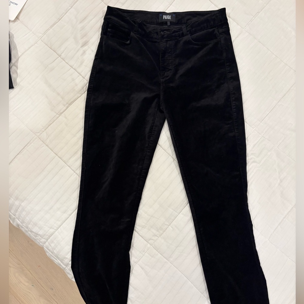 PAIGE Women's Classic Black Velvet Pants